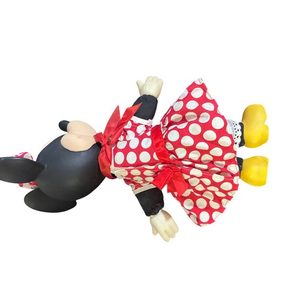 Vintage Minnie Mouse Doll 14" Red Polka Dot Dress Yellow Shoes Lace Detail Disne - Picture 5 of 8